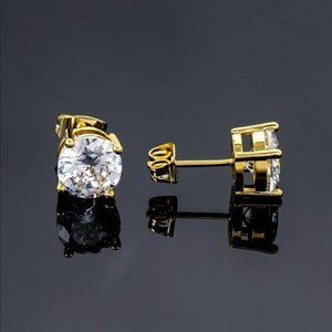 14K Gold 2ct Diamond Round Stud Womens Earrings Authentic Stamped Jewelry 14 K